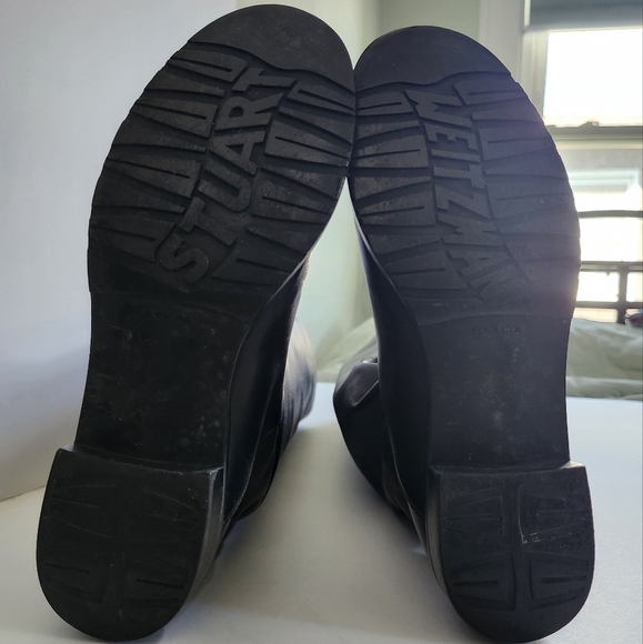 Stuart Weitzman Black Leather Knee-High Boots With Silver Bead Trim Size 7 1/2 - Picture 13 of 13